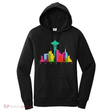 Seattle Skyline Colorful Washington Women's Hoodie