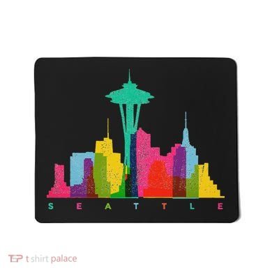 Seattle Skyline Colorful Washington Mousepad