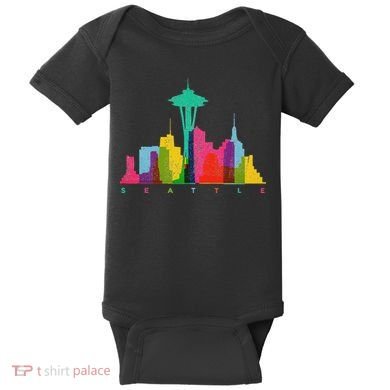 Seattle Skyline Colorful Washington Baby Bodysuit