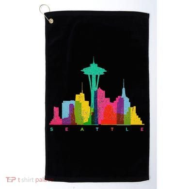 Seattle Skyline Colorful Washington Golf Towel