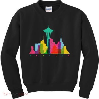 Seattle Skyline Colorful Washington Kids Sweatshirt