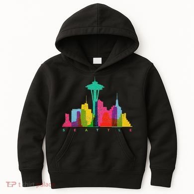 Seattle Skyline Colorful Washington Kids Hoodie