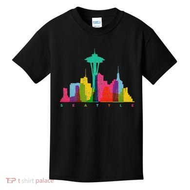Seattle Skyline Colorful Washington Kids T-Shirt