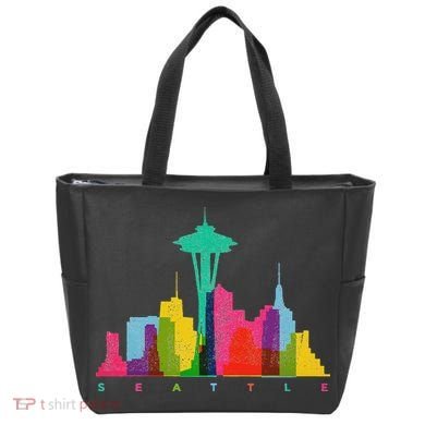 Seattle Skyline Colorful Washington Tote Bag