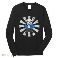 Sans Skeleton Cool Pixel Art Gift Long Sleeve Shirt thumb 0