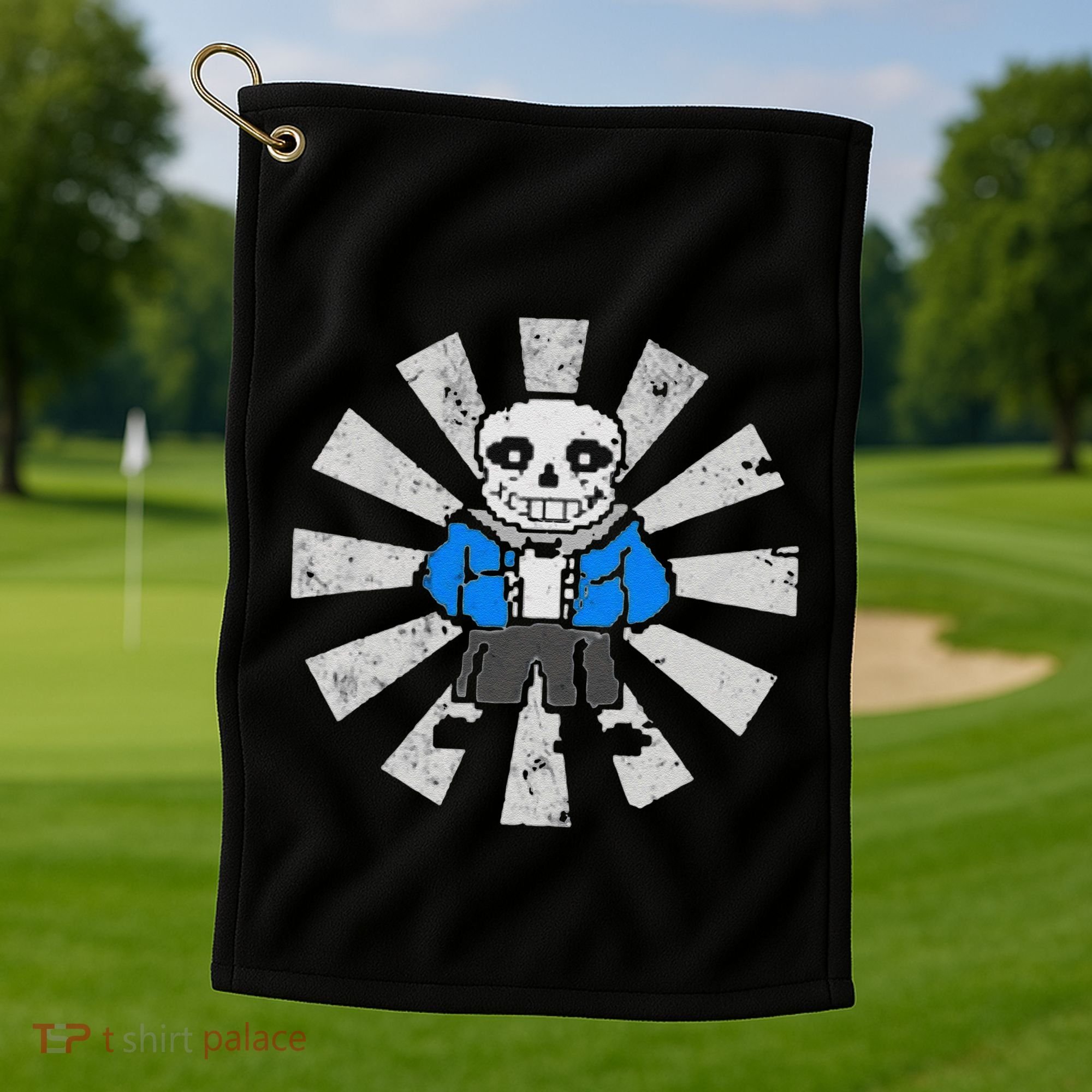 Sans Skeleton Cool Pixel Art Gift Golf Towel
