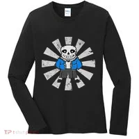 Sans Skeleton Cool Pixel Art Gift Women's Long Sleeve Shirt thumb 0