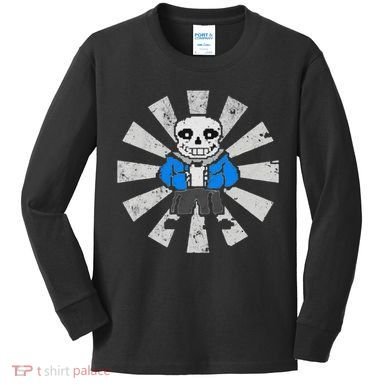 Sans Skeleton Cool Pixel Art Gift Kids Long Sleeve Shirt