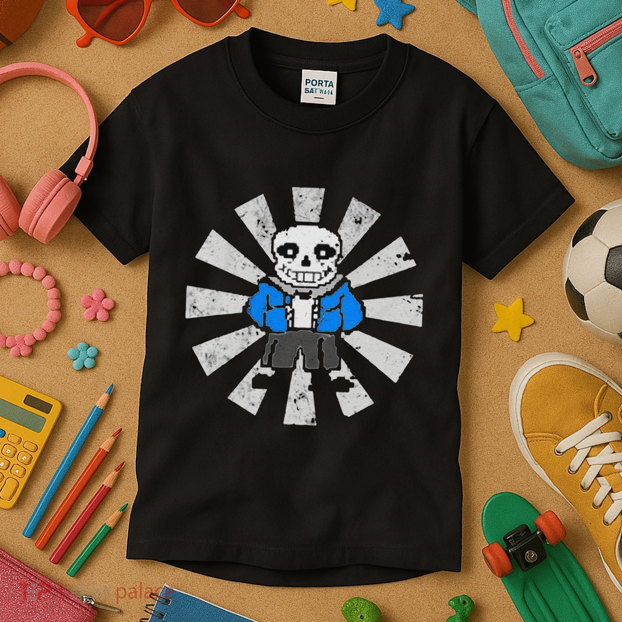 Sans Skeleton Cool Pixel Art Gift Kids T-Shirt