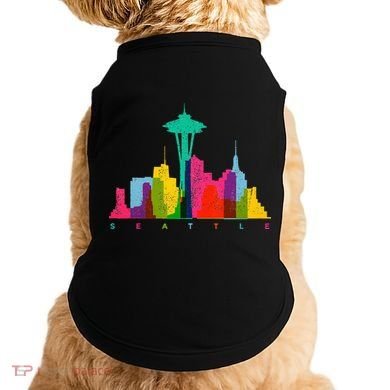 Seattle Skyline Colorful Washington Doggie Tank