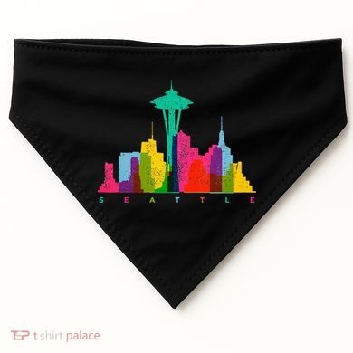 Seattle Skyline Colorful Washington USA-Made Doggie Bandana