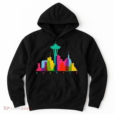 Seattle Skyline Colorful Washington Hoodie