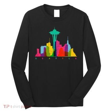 Seattle Skyline Colorful Washington Long Sleeve Shirt