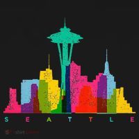 Seattle Skyline Colorful Washington T-Shirt thumb 7