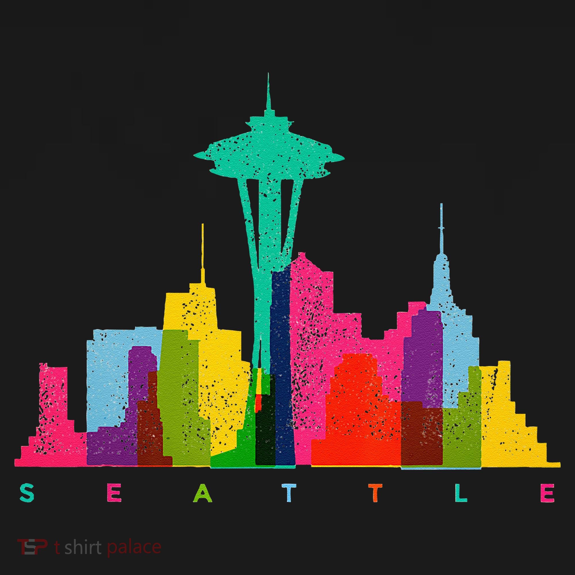 Seattle Skyline Colorful Washington T-Shirt