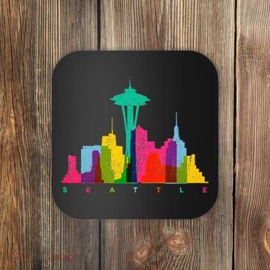Seattle Skyline Colorful Washington Coaster