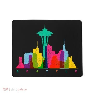 Seattle Skyline Colorful Washington Mousepad
