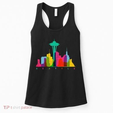Seattle Skyline Colorful Washington Women's Tank Top