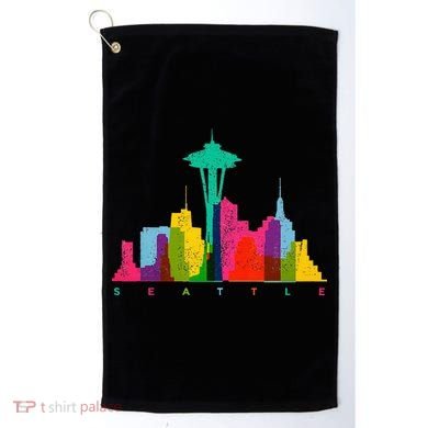 Seattle Skyline Colorful Washington Golf Towel