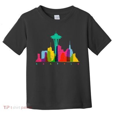 Seattle Skyline Colorful Washington Toddler T-Shirt
