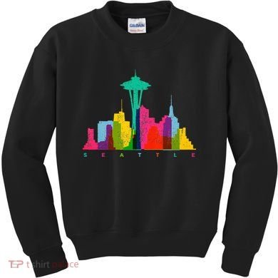 Seattle Skyline Colorful Washington Kids Sweatshirt