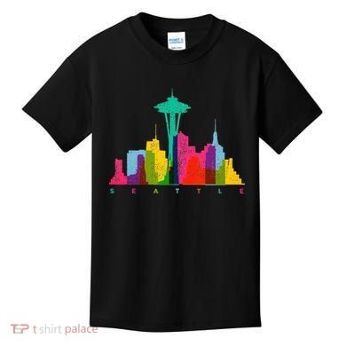 Seattle Skyline Colorful Washington Kids T-Shirt