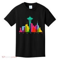 Seattle Skyline Colorful Washington Kids T-Shirt thumb 0