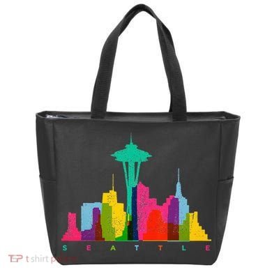 Seattle Skyline Colorful Washington Tote Bag