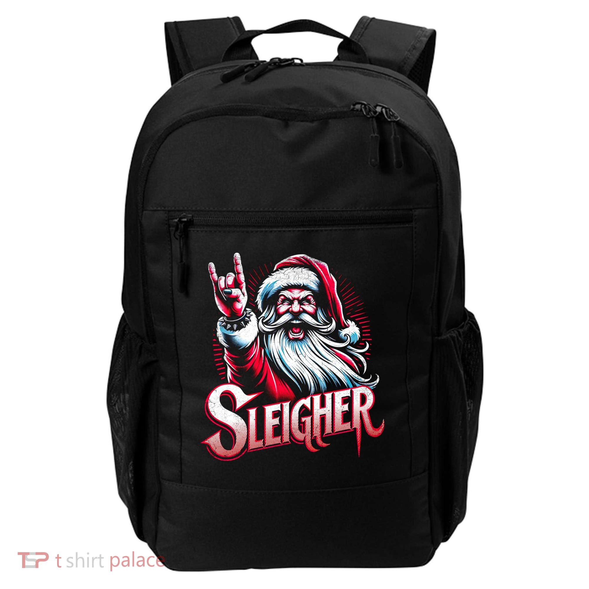 Sleigher Santa Claus Rock Christmas Funny Hail Santa Gift Backpack