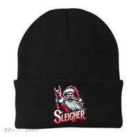 Sleigher Santa Claus Rock Christmas Funny Hail Santa Gift Beanie thumb 0
