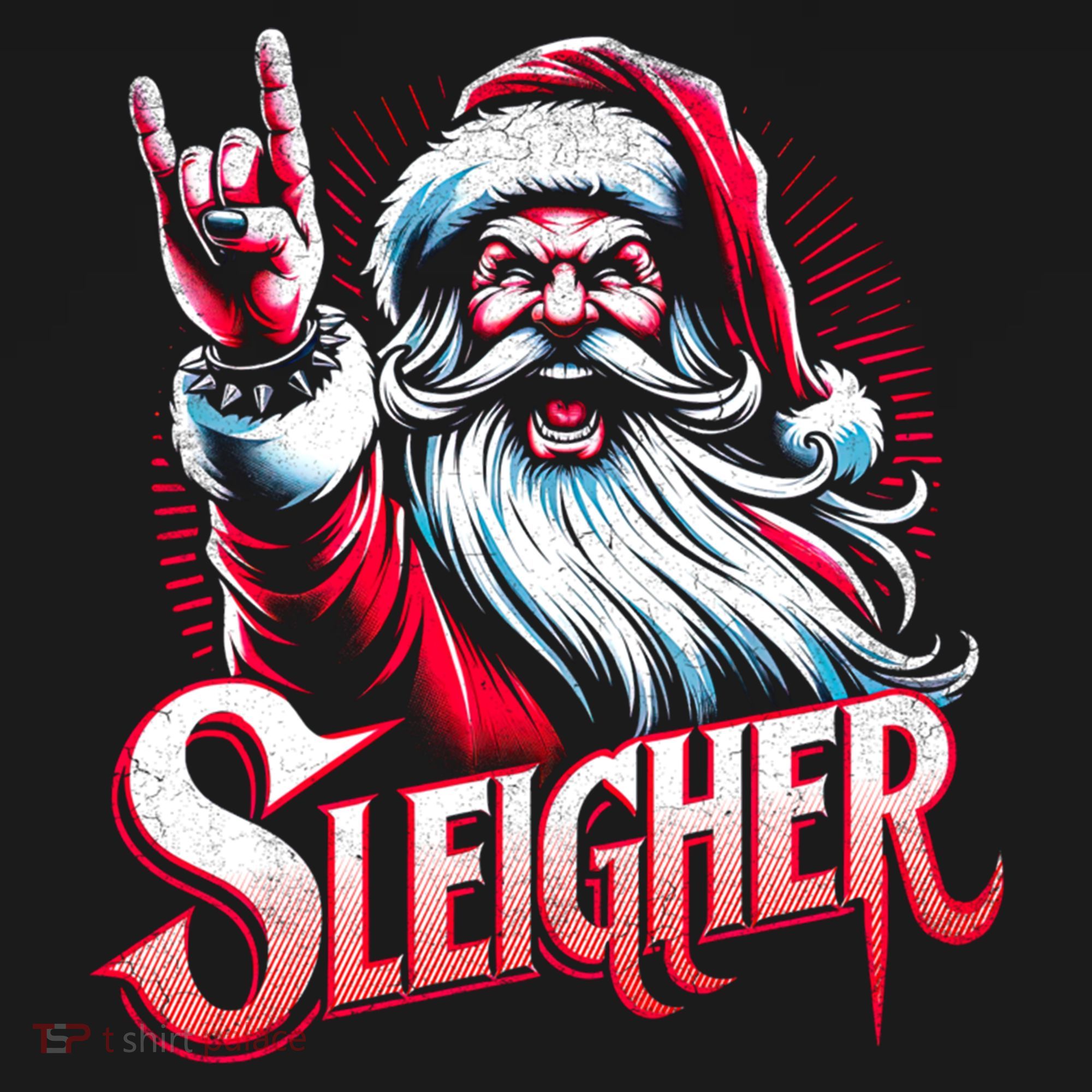 Sleigher Santa Claus Rock Christmas Funny Hail Santa Gift Women's Hoodie