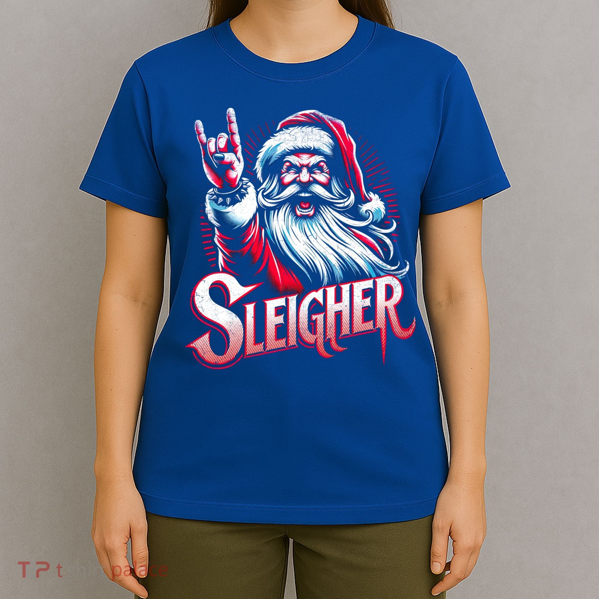 Sleigher Santa Claus Rock Christmas Funny Hail Santa Gift T-Shirt