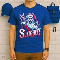 Sleigher Santa Claus Rock Christmas Funny Hail Santa Gift T-Shirt thumb 6