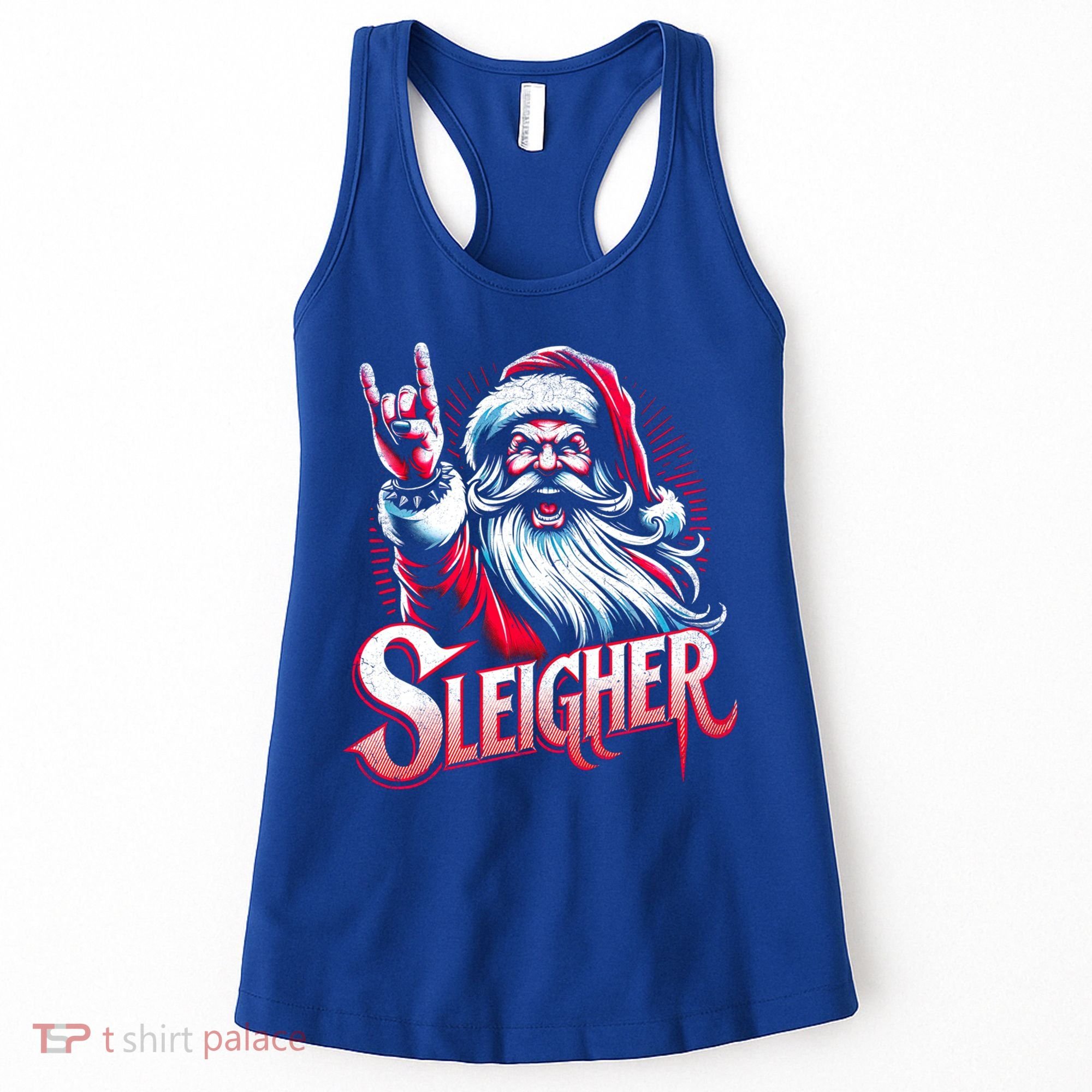 Sleigher Santa Claus Rock Christmas Funny Hail Santa Gift Women's Tank Top