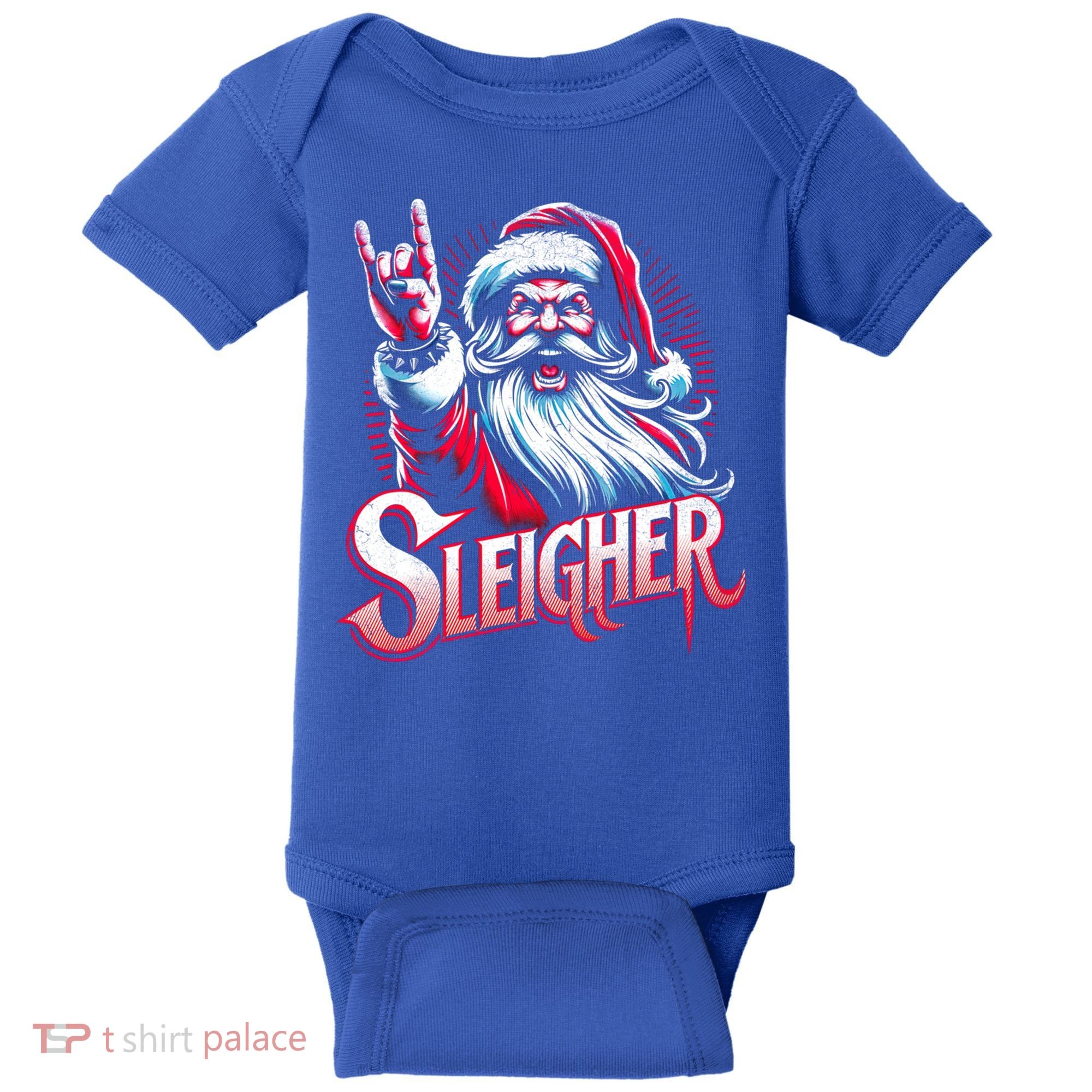 Sleigher Santa Claus Rock Christmas Funny Hail Santa Gift Baby Bodysuit