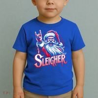 Sleigher Santa Claus Rock Christmas Funny Hail Santa Gift Toddler T-Shirt thumb 2