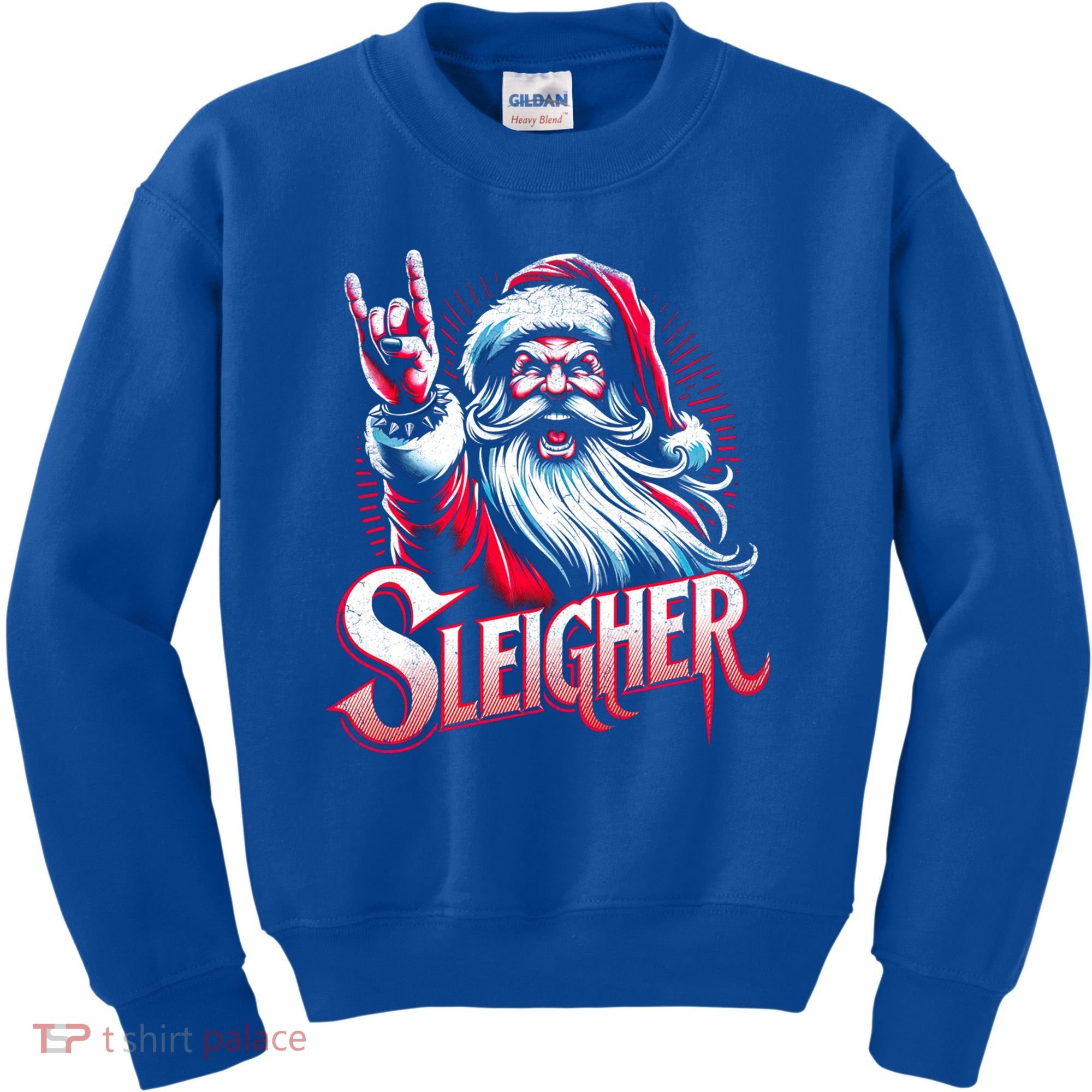 Sleigher Santa Claus Rock Christmas Funny Hail Santa Gift Kids Sweatshirt