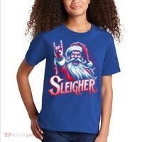 Sleigher Santa Claus Rock Christmas Funny Hail Santa Gift Kids T-Shirt thumb 2