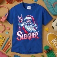 Sleigher Santa Claus Rock Christmas Funny Hail Santa Gift Kids T-Shirt thumb 3