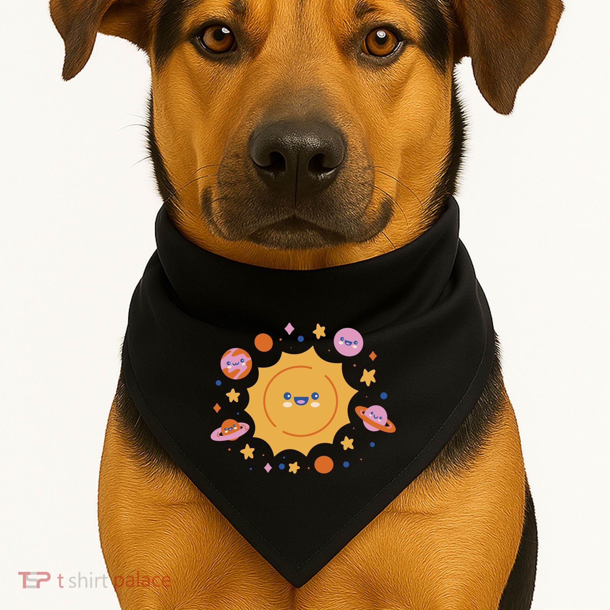 Solar System Cute Cartoon USA-Made Doggie Bandana