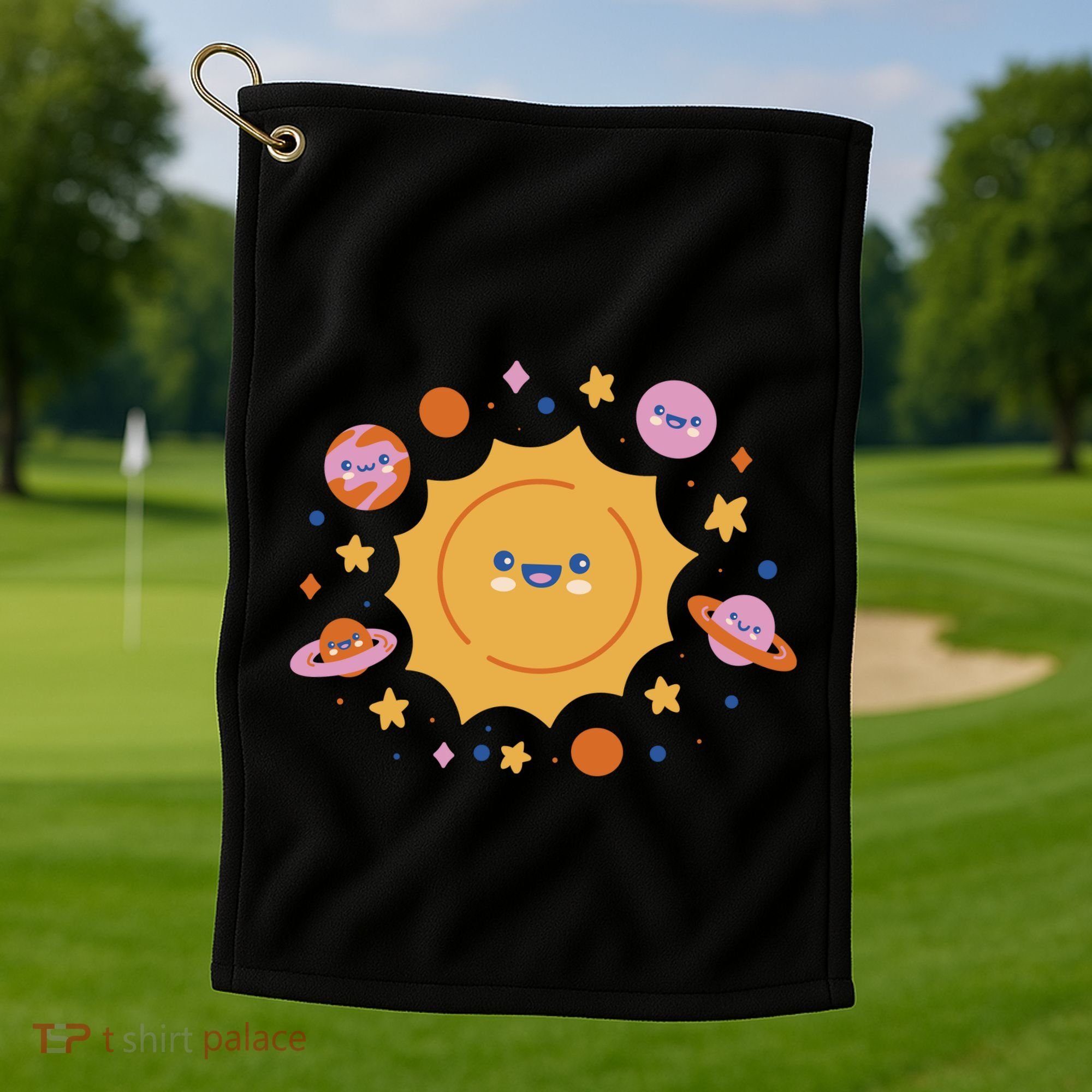 Solar System Cute Cartoon Golf Towel