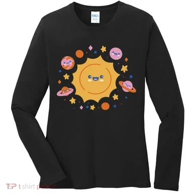 Solar System Cute Cartoon Women's Long Sleeve Shirt