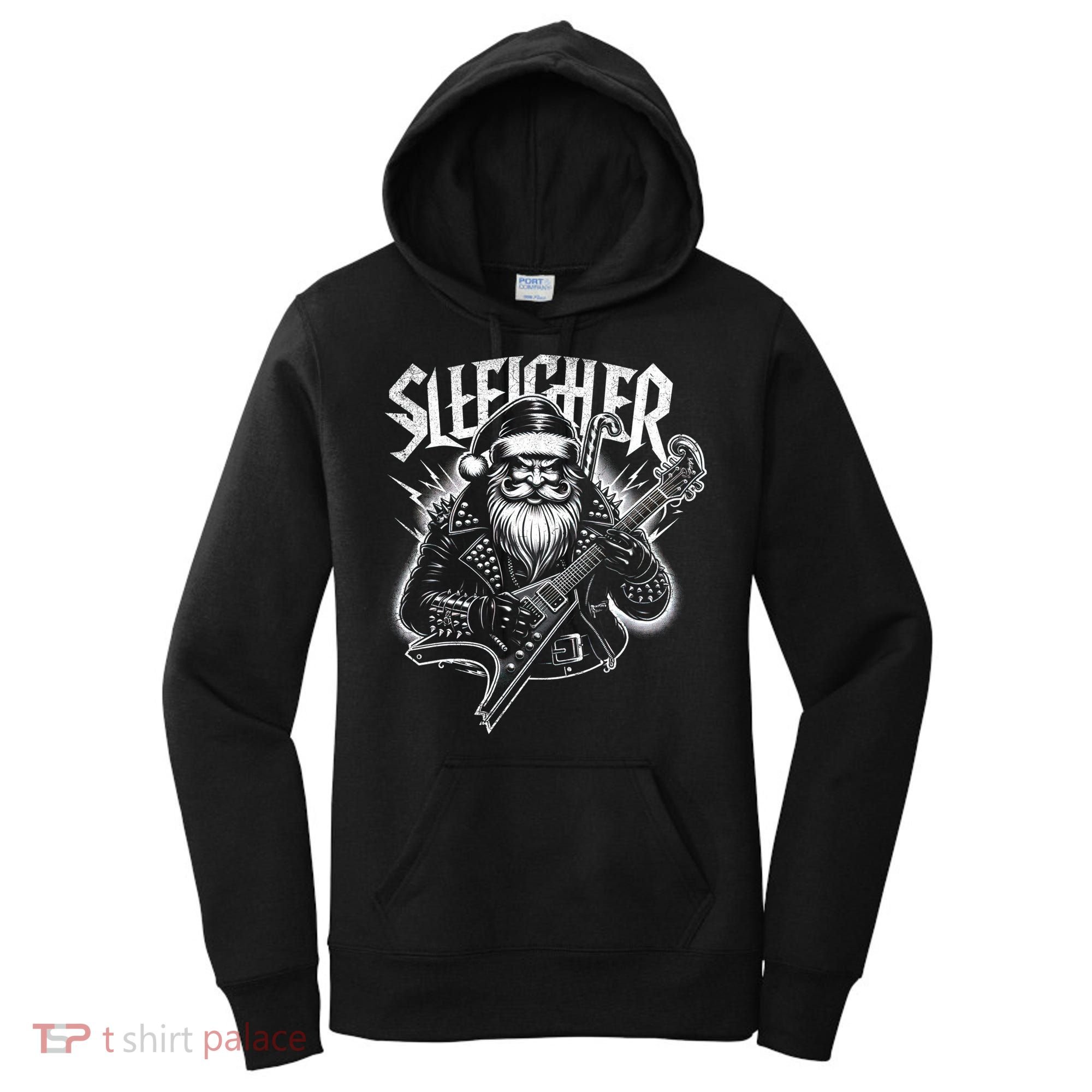 Sleigher Santa Claus Rock Christmas Funny Hail Santa Great Gift Women's Hoodie