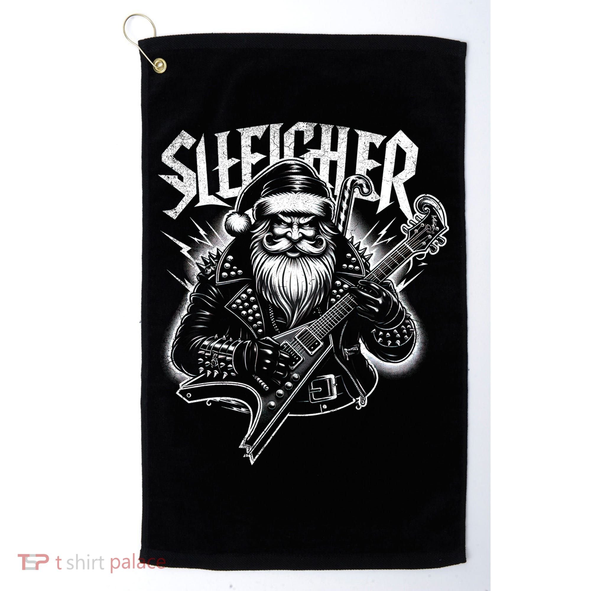 Sleigher Santa Claus Rock Christmas Funny Hail Santa Great Gift Golf Towel