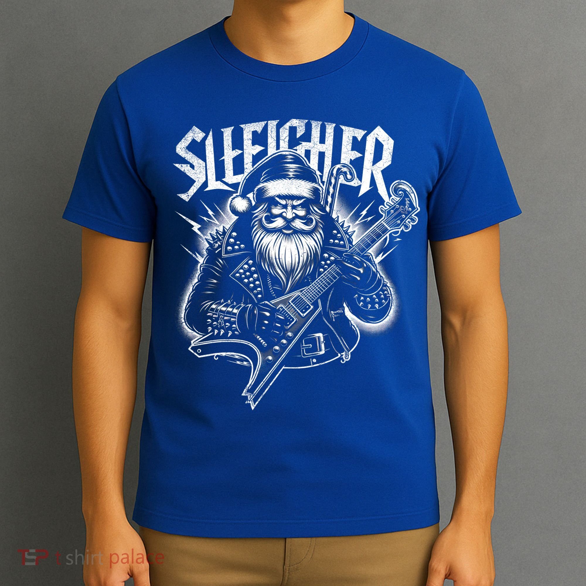 Sleigher Santa Claus Rock Christmas Funny Hail Santa Great Gift T-Shirt