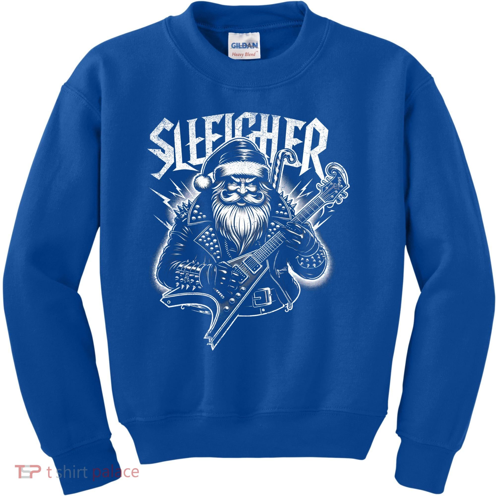 Sleigher Santa Claus Rock Christmas Funny Hail Santa Great Gift Kids Sweatshirt