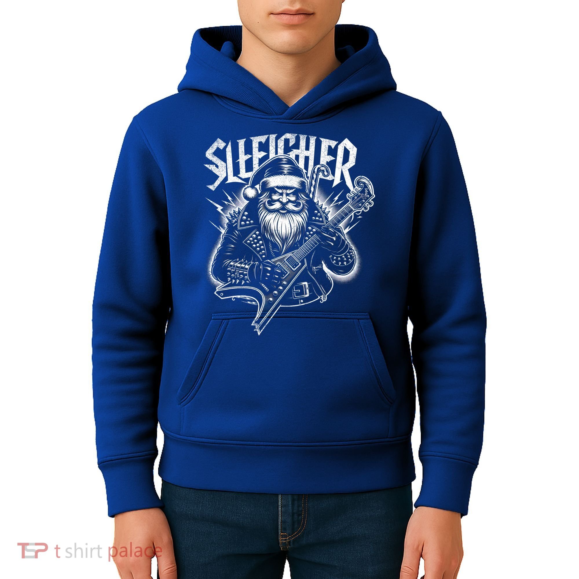 Sleigher Santa Claus Rock Christmas Funny Hail Santa Great Gift Kids Hoodie