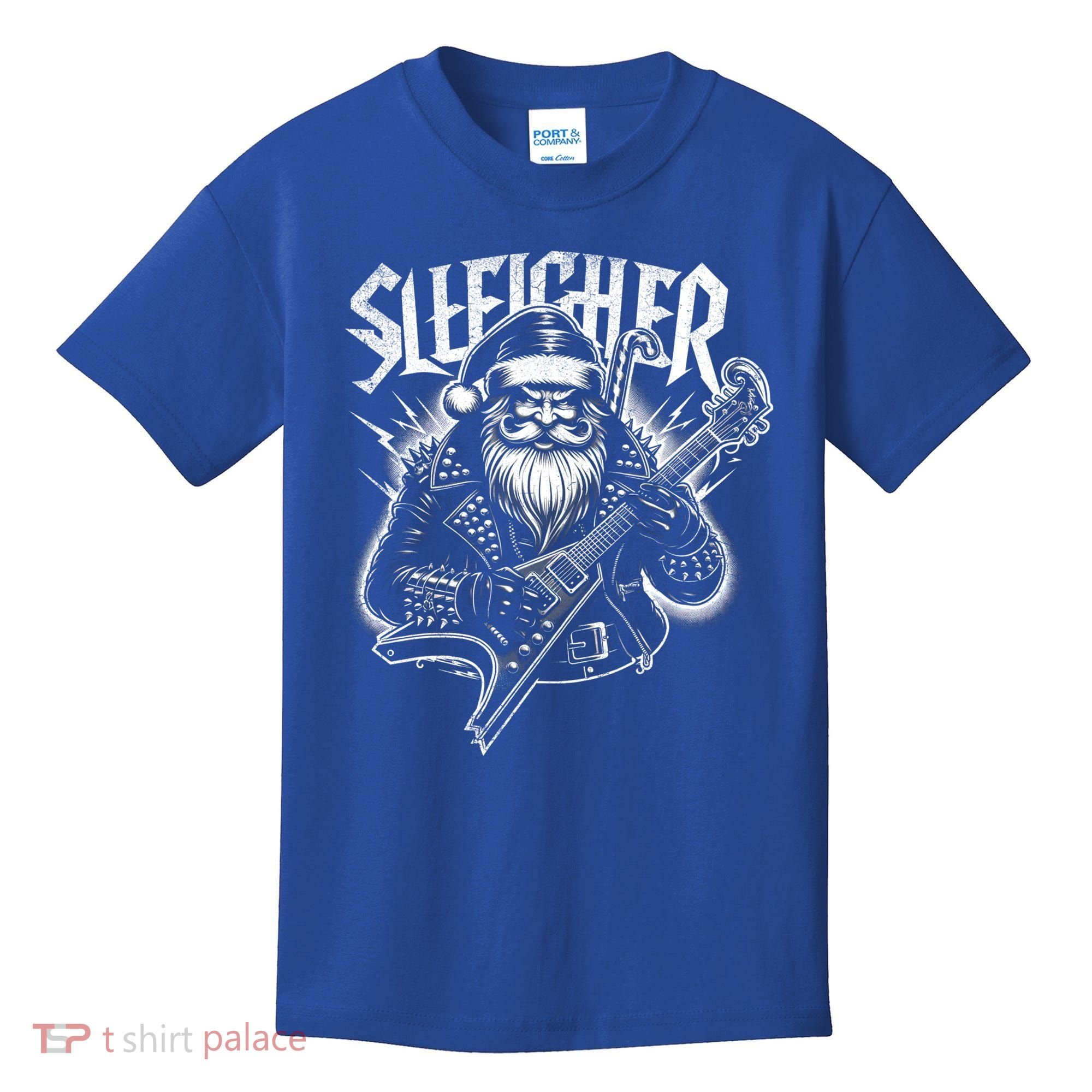 Sleigher Santa Claus Rock Christmas Funny Hail Santa Great Gift Kids T-Shirt