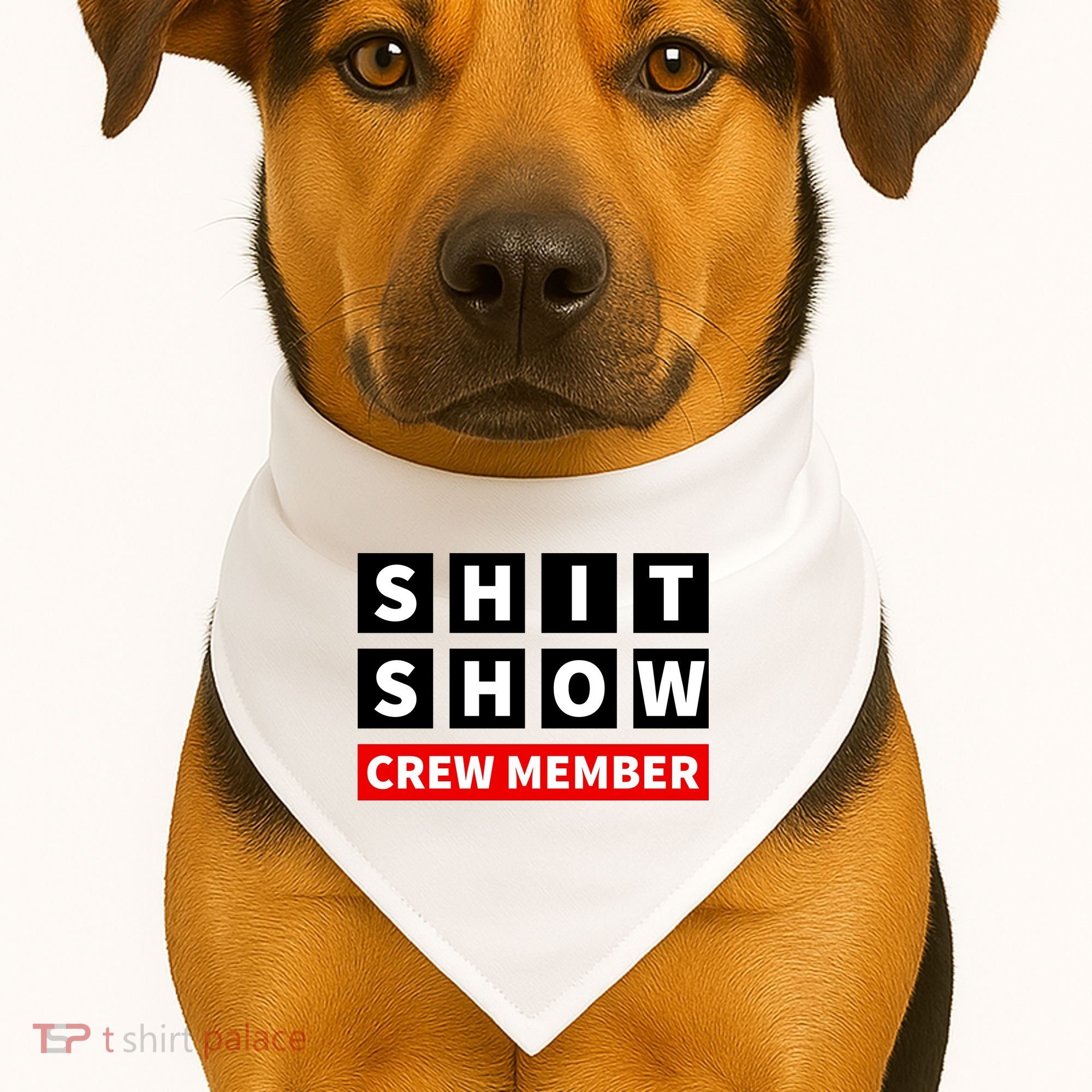 Shit Show Crew Member Funny Sarcastic Adult Saying Novelty USA-Made Doggie Bandana