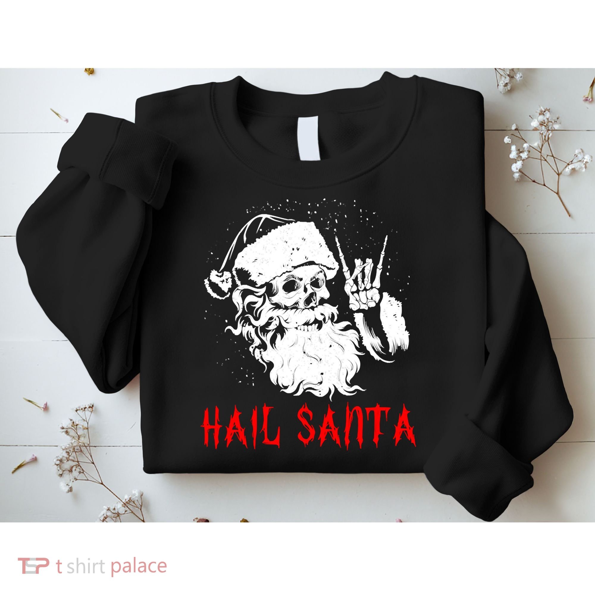 Sleigher Santa Claus Metal Christmas Rock On Hail Santa Sweatshirt